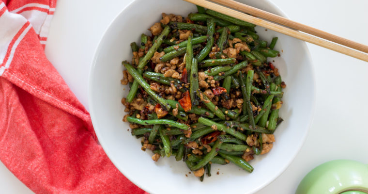 Sichuan Dry-Fried Green Beans 干煸四季豆 (overhead)