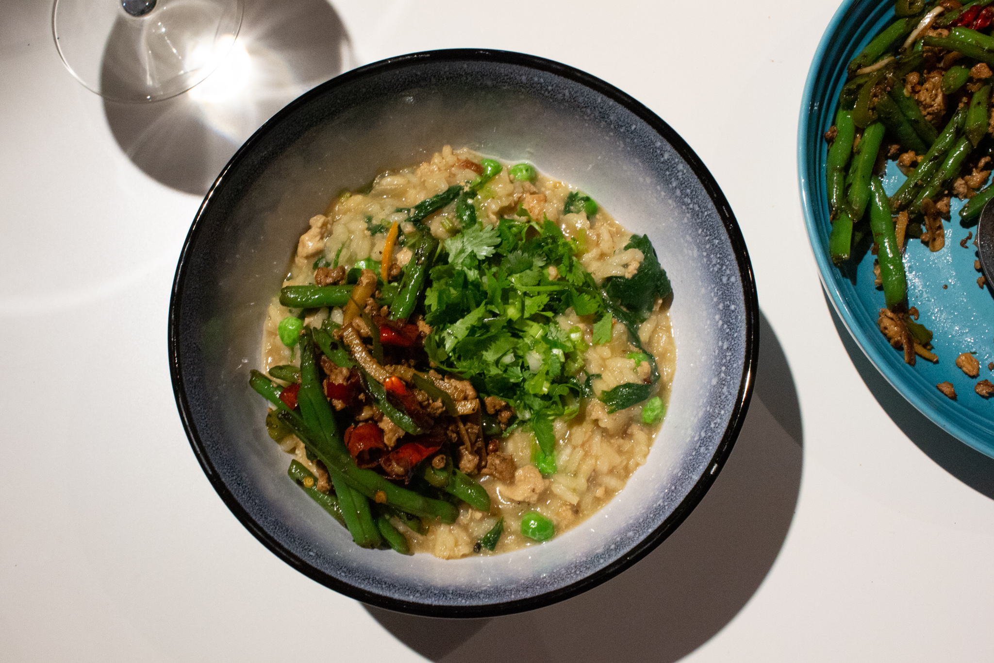 Risotto and Sichuan Dry-Fried Green Beans