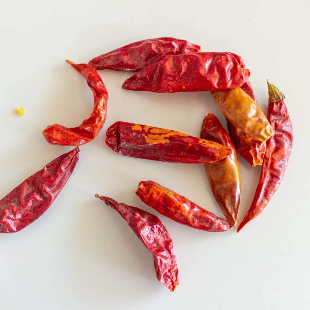 Chinese dried red chile peppers, Capsicum annuum