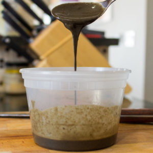 Desired consistency of sesame sauce (pourable)