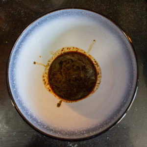 Three sauces in the bottom of the bowl for hot dry noodles