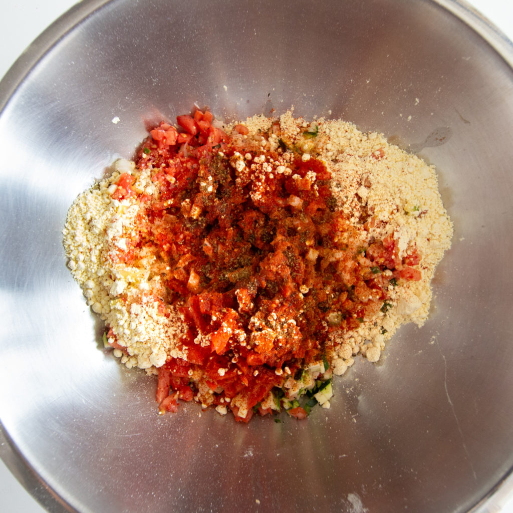 Dry ingredients for savory chickpea flour pancakes