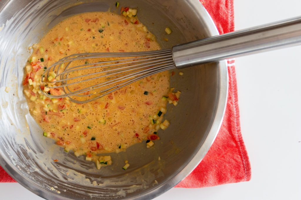 Savory chickpea flour pancake batter: smooth and pour-able consistency