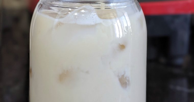 a glass of Vitamix soy milk