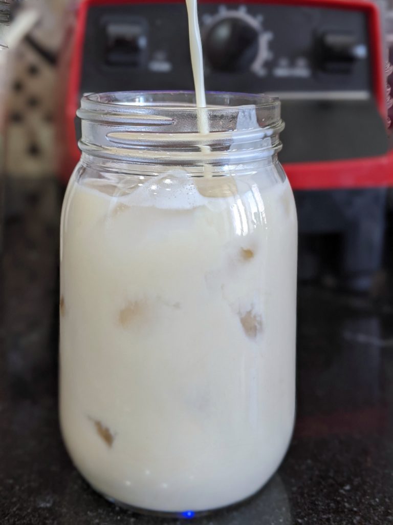 a glass of Vitamix soy milk