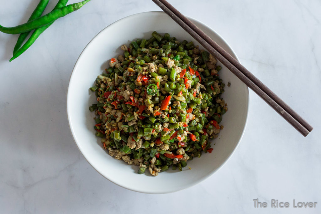 Hot and sour Hunan green beans, The Rice Lover's take on pickled long beans with ground pork