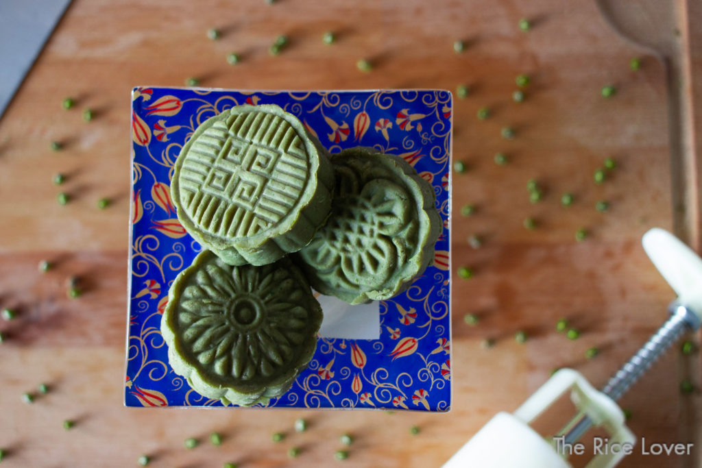 mung bean cakes and plastic moon cake press