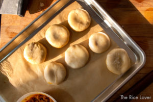 Pumpkin mooncakes with maple and bacon, ready to bake