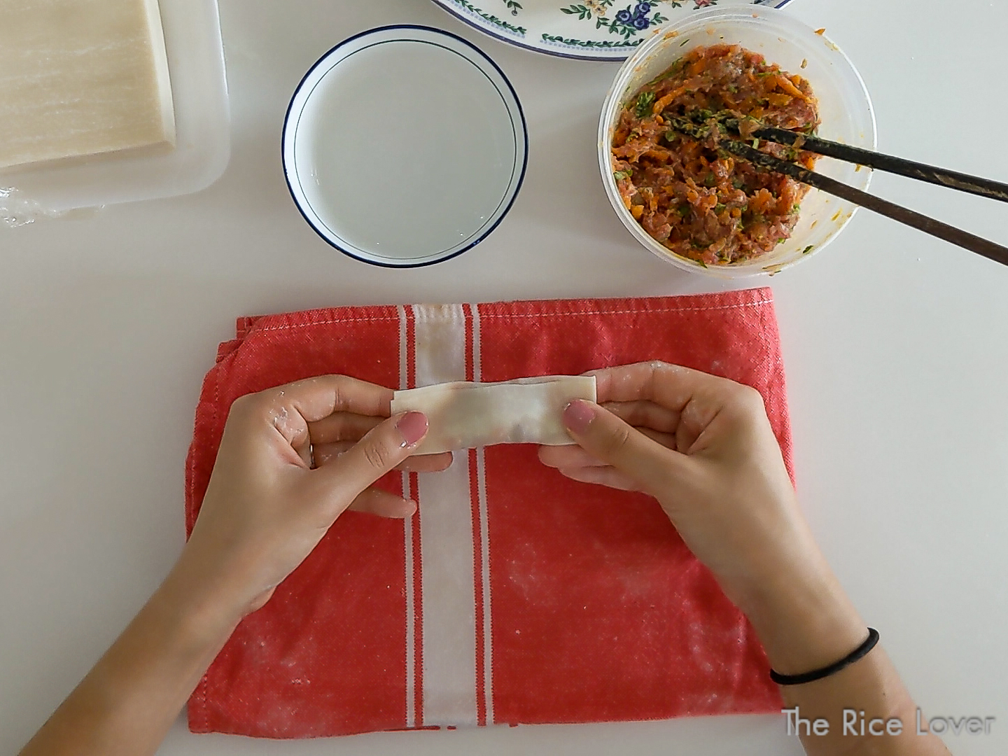 Pinch the sides to form a rectangular pillow