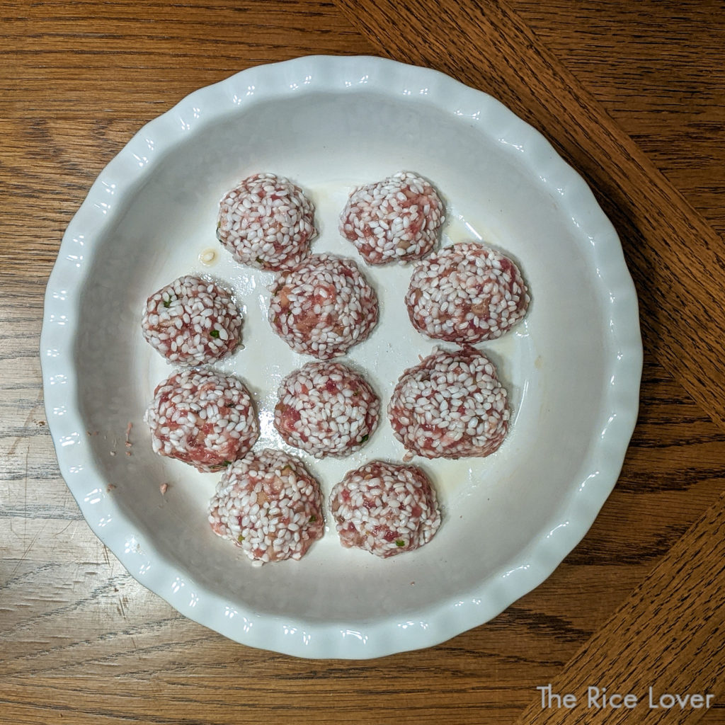 Hubei pearl meatballs before steaming